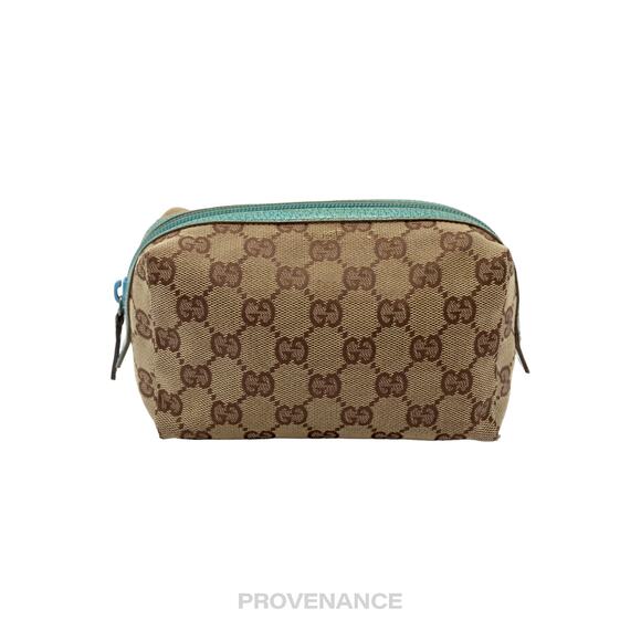 🔴 Gucci Zip Pouch - GG Canvas Turquoise - Picture 1 of 9